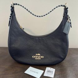Auth Coach Bailey Hobo Purse With Whipstitch Detail Pebble Leather Bag