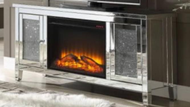 New Tv Stand Chimney Fireplace Crushed Diamonds 59x16x28