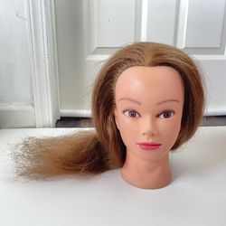 Mannequin Head Model with Medium Long Synthetic Hair Training Doll Head for Braiding Practice