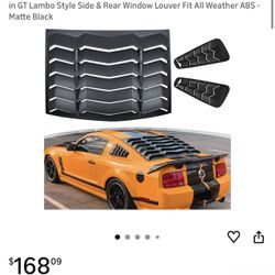 Yoursme Window Louver for Ford Mustang 2005 2006 2007 2008 2009 2010 2011 2012 2013 2014 Windshield Sun Shade Rain Covers in GT Lambo Style Side & Rea