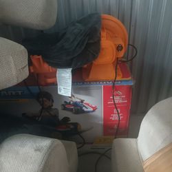 2 orange moon bounce blowers