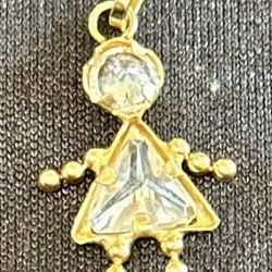 14K Yellow Solid Gold “April”Birthstone Charm Pendant. 
