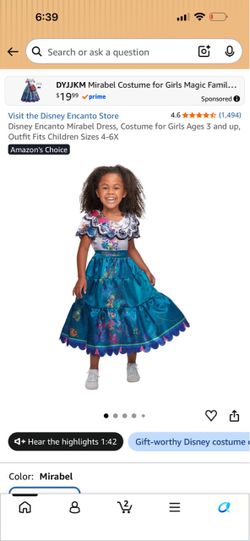 Disney Encanto Mirabel Girls Costume Dress