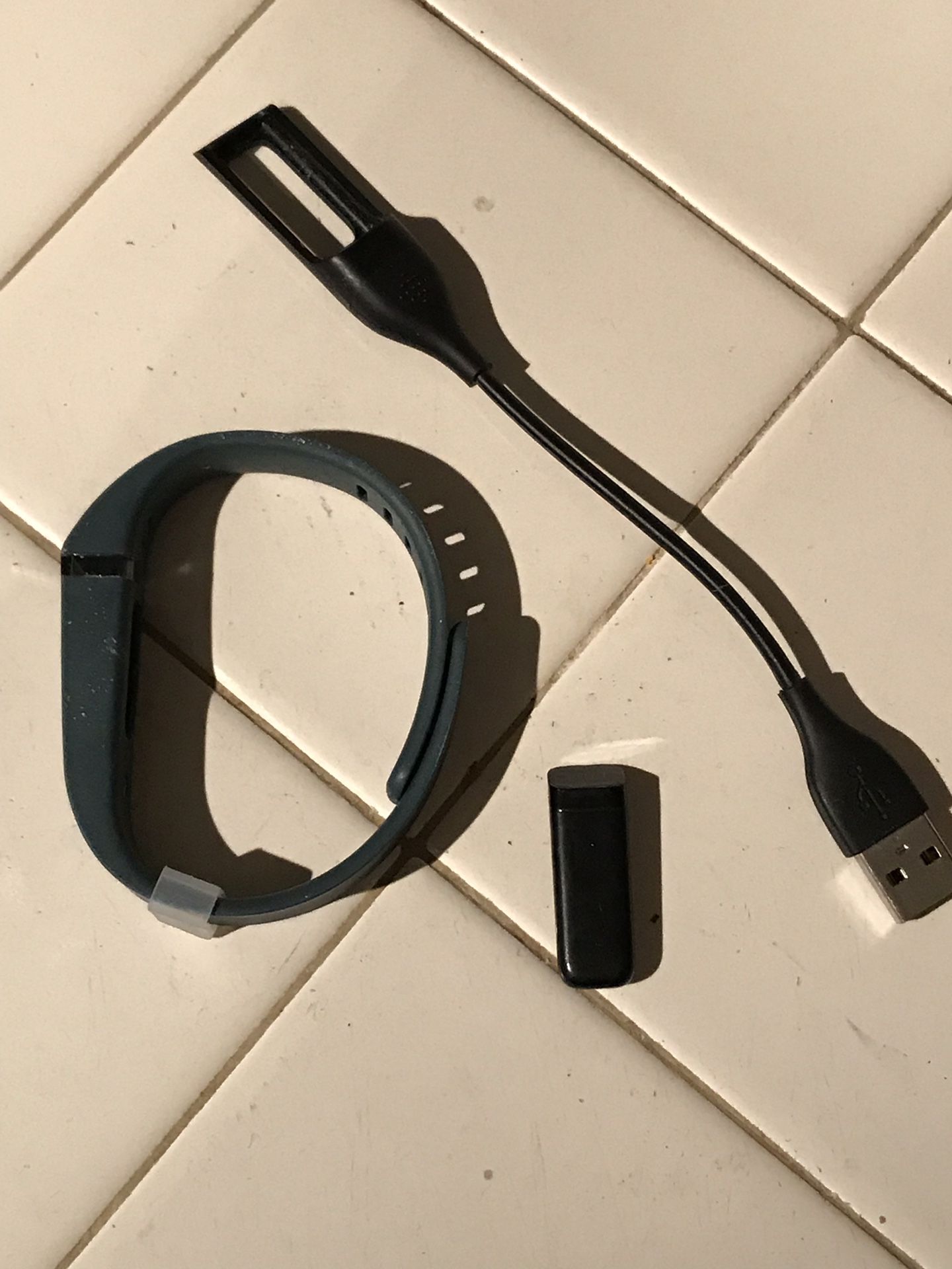 Fitbit Flex with large teal band and charger