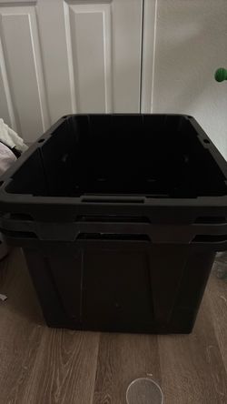 3 Large Black Plastic Storage Tote Bins