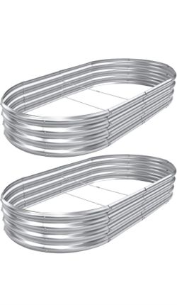 AHEONLAR 2pack 8x4x1ft Raised Garden BedOutdoor Galvanized Planter Boxes, Oval Large Metal Raised Garden Beds for Vegetables, 841ft2-Pack