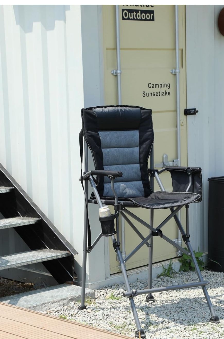 2 pcs Extra Tall Folding Chairs for Adults 330lbs, Portable Bar Height Foldable Director Chairs