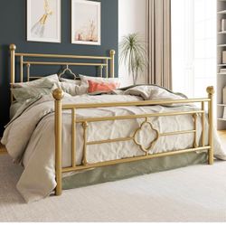 14 Inches Full Size Metal Platform Bed Frame/Vintage Iron-Art Headboard and Footboard/Mattress Foundation for Storage/No Box Spring Needed/N