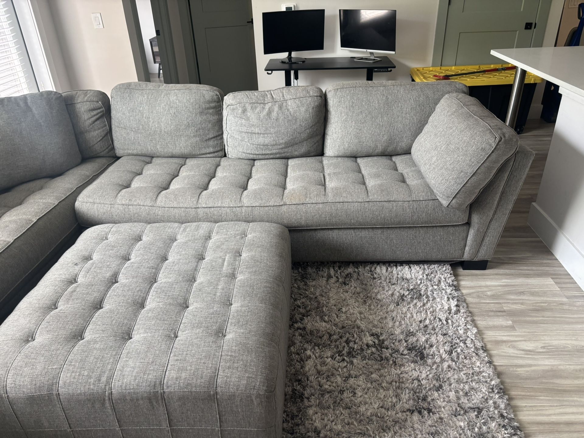Modern Grey Sectional Sofa with Ottoman