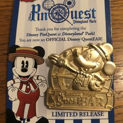 Collectible Disneyland Park Pin Quest Mickey Mouse Ear Pin.  Limited release.  Year 2016.  Size 1 1/2 inches long by 1 1/2 inches wide.  Brand New on 