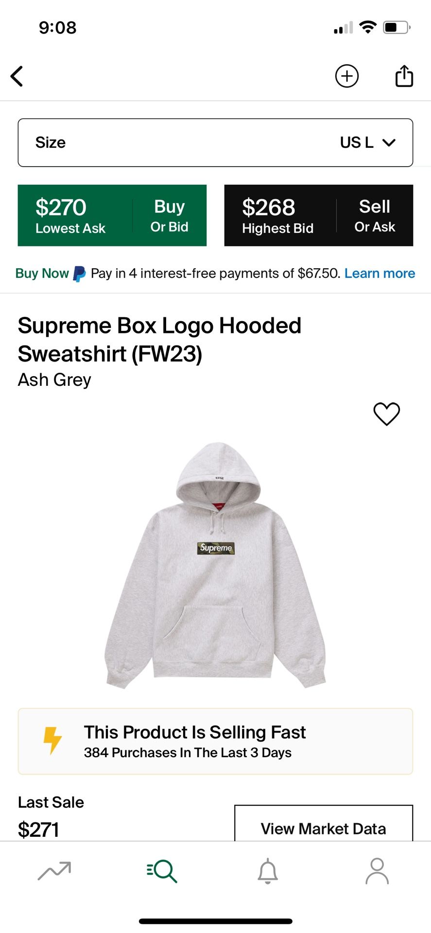 Supreme Box Logo Hoodie Ash Grey Lrg