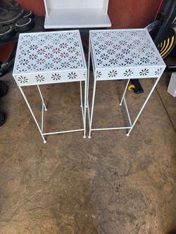 White metal plant stand