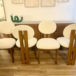 Set of 4 Mid Century Modern Boucle Dining Chairs BRAND NEW Retail $1244