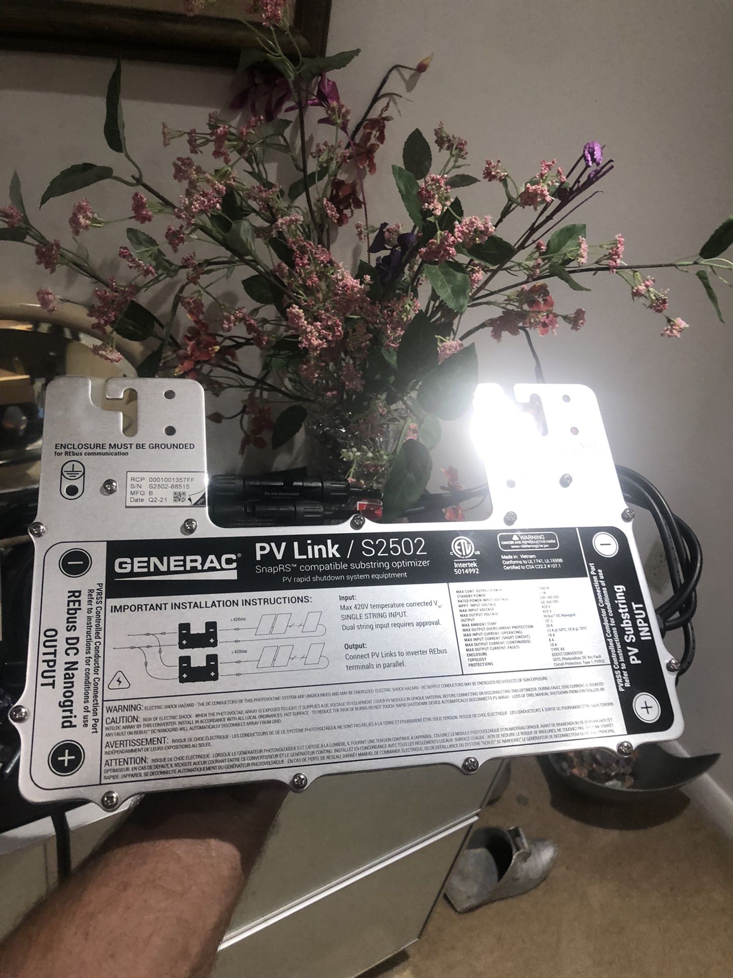 SOLAR PANEL OPTIMIZER Generac PV Link 2502W MPPT Optimizer. Solar