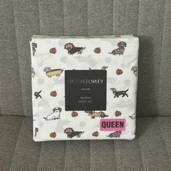 Cynthia Rowley Queen Sheet Set Halloween Dogs