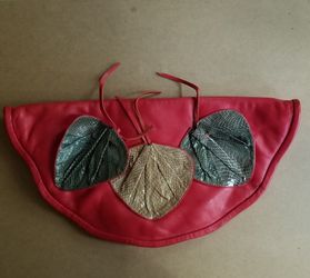 Vintage 1980's Red Snakeskin Leather Clutch Purse