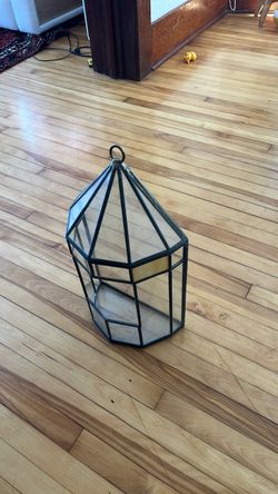 Geometric Glass and Metal Terrarium Lantern