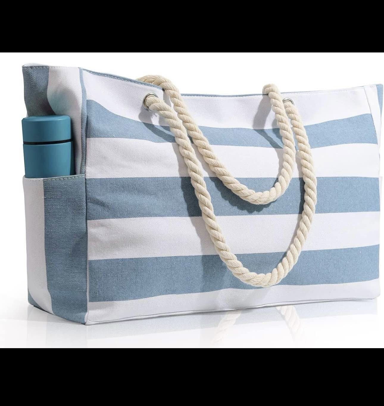 Brand new Beach Bag for Women Large Waterproof Pool Bag with Zipper, Sandproof Canvas Travel Tote Ba