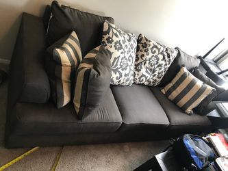 Dark Gray 3-Seat Sofa with 4 throw Pillows