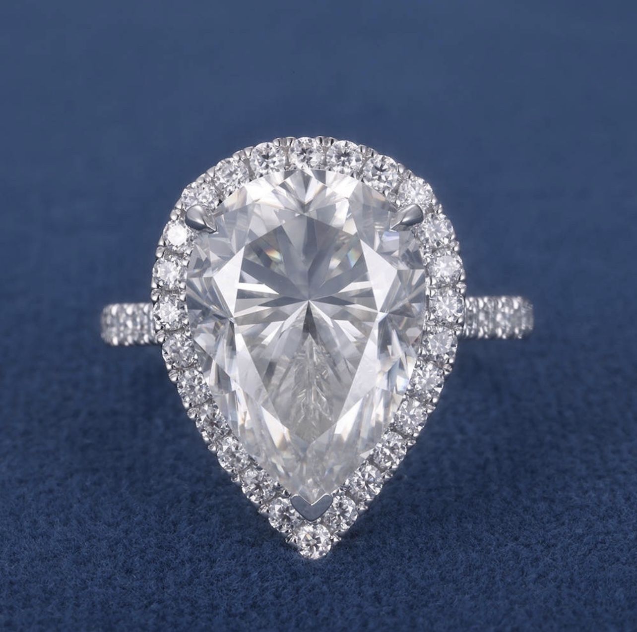 β
5CT Certified Pear Cutπ₯ Moissanite π₯14K White Gold Over Engagement Ring Size 6.5