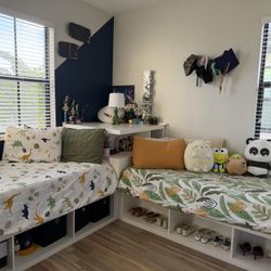 Pottery Barn Corner Twin Beds W/ Storage