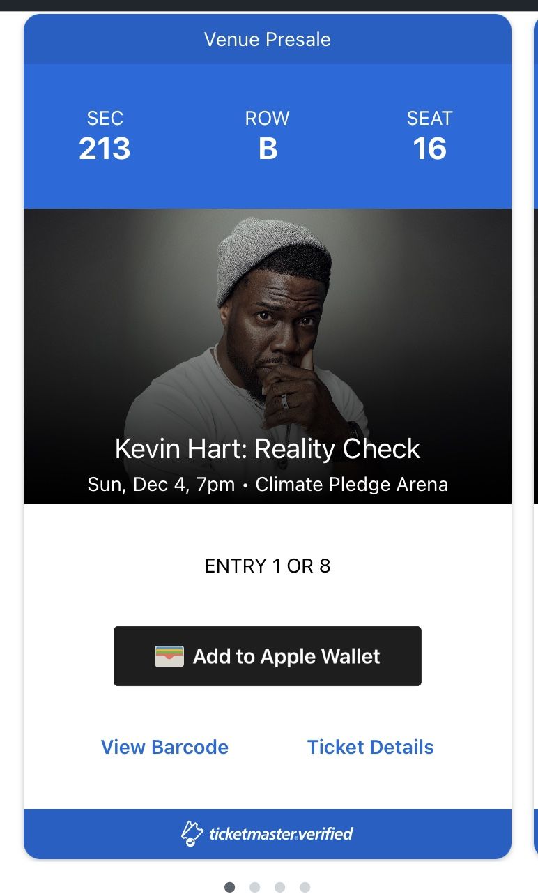 Kevin hart tickets - Climate pledge - 4 Tickets 