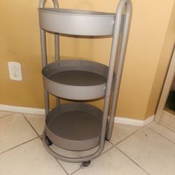 3 Tier Round Rolling Metal Utility Cart