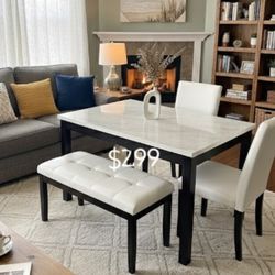 5-pc Dining Table Set With Bench NEW