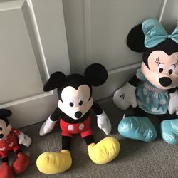 Large Disney Minnie Mouse Plush and Mickey Mouse