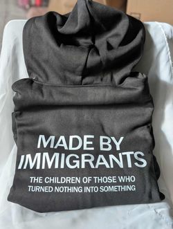 New- Men’s Size Zip-up Hoodie “Made By Immigrants”