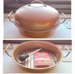 Domed roasting pan with rack, etc. New!