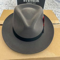 STETSON ROYAL FEDORA HAT - Color: Caribou (gray), Size: 57