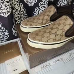 Gucci Monogram Slip On Shoes