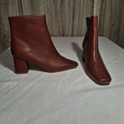 Burgundy Man-made Ankle Boots 
