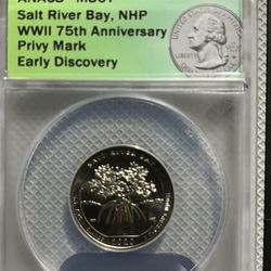 2020-W “V75” 25c ANACS-MS67 SRB,NHP WWll 75th Anniversary Privy Mark Early DisCo