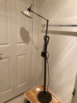 Vintage Tiffany Style Floor Lamp - Adjustable Arm, Stained Glass Shade