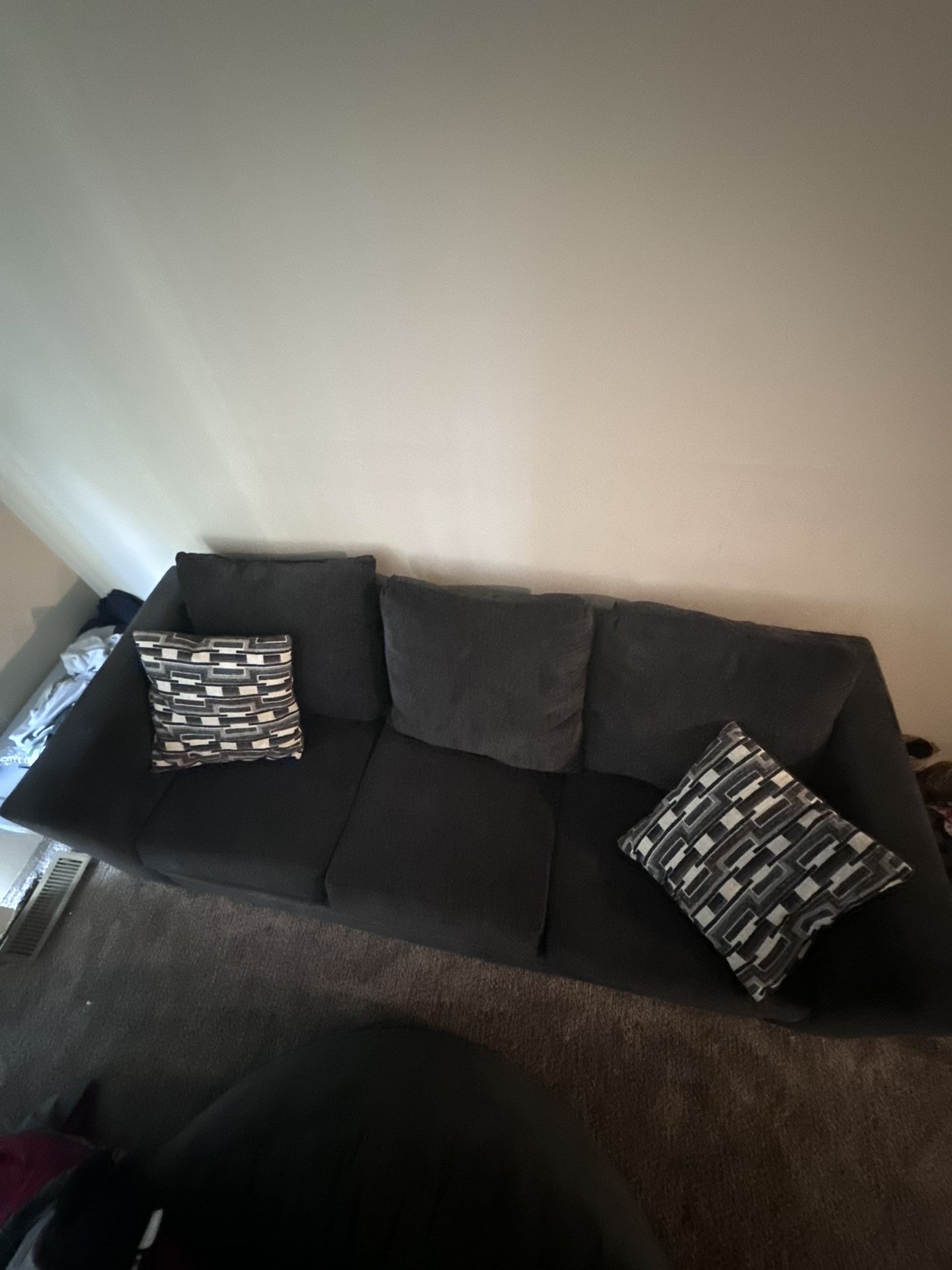 Couch Charcoal Gray With Pillows