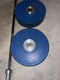Olympic bar and 4 X45 weights-excellent condition