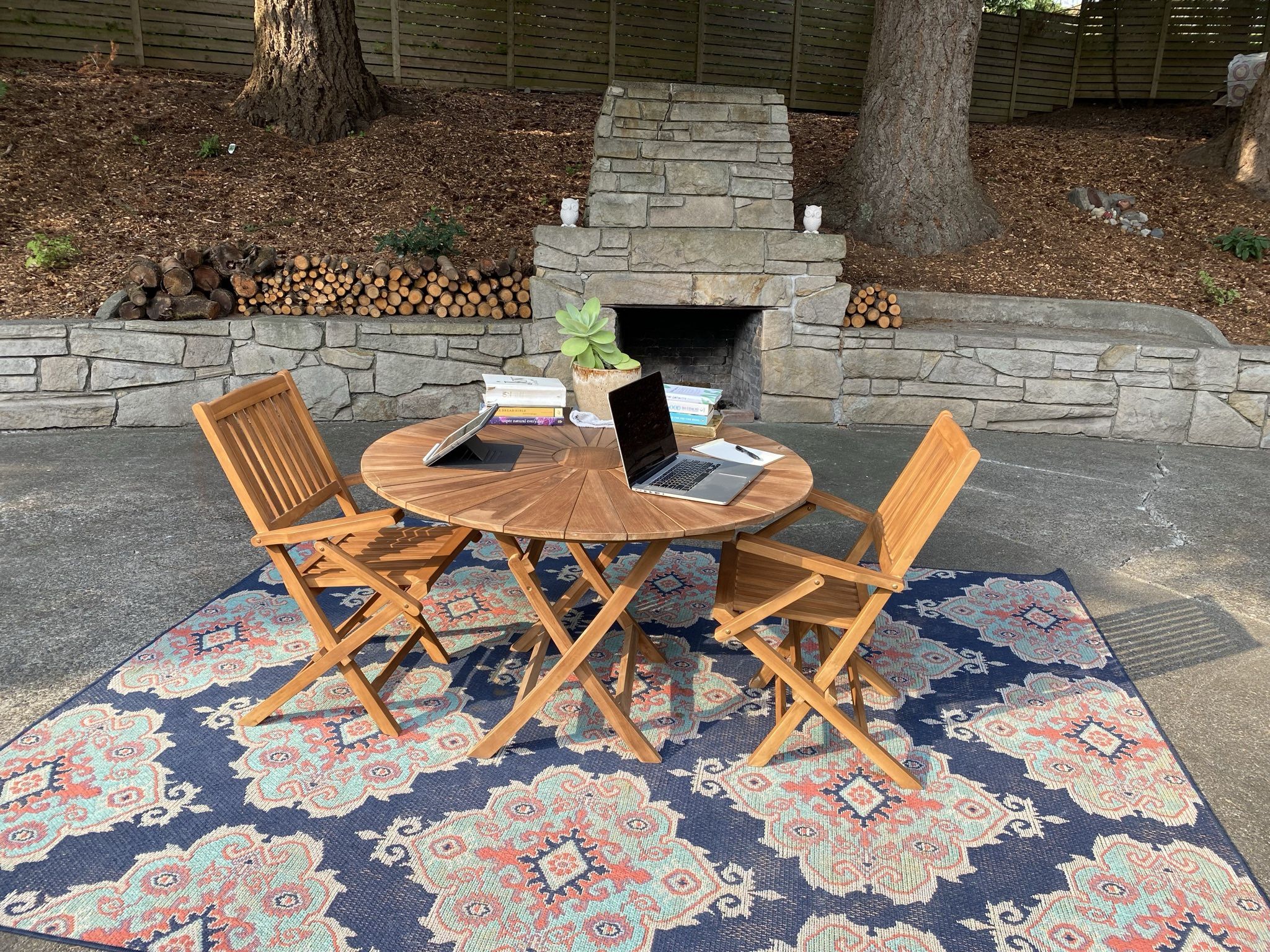 Teak Sunburst Outdoor Patio Dining Table (new)