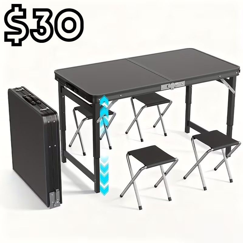 [NEW] 4FT Folding Camping Table + 4 Mini Stools for Sale in Los Angeles ...