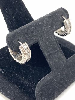Beautiful silver 925 marked earrings with CZ sparkly stone