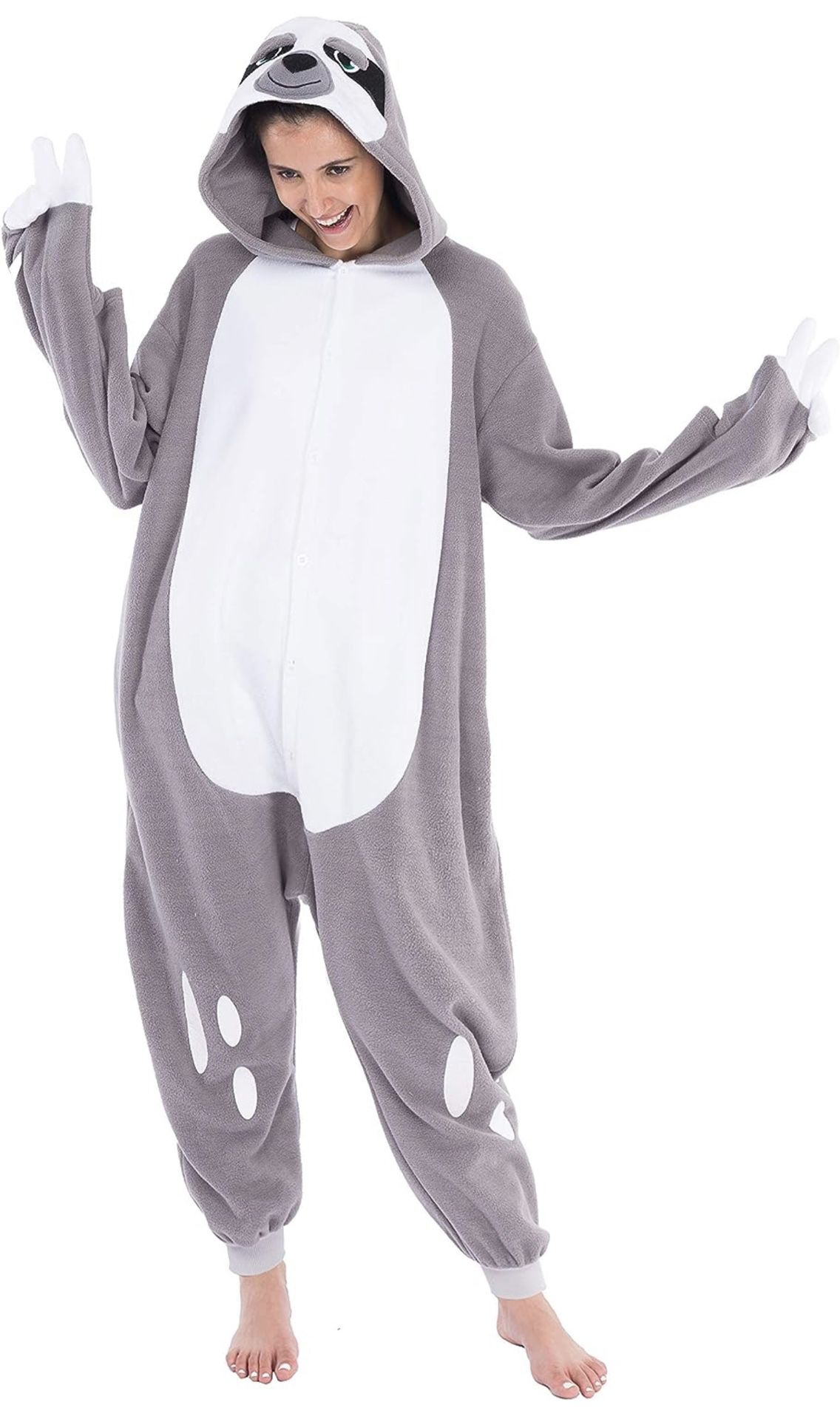 Adult Sloth, Onesie, Pajama, Costume, Halloween Size, Small A7