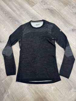 Smartwool Intraknit 200 Merino Base Layer Mens M Black Grey Crew