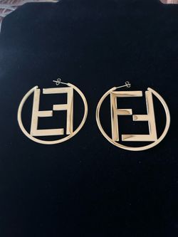 Gold plated logo hoop earrings