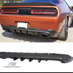 Fits 15-22 Dodge Challenger PP Super Design Black Rear Bumper Diffuser Lip