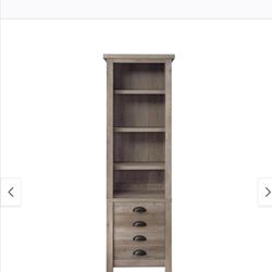 72” Tall Gray Bookcase Shelf Unit With Comportment For Modem And WiFi Router 