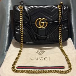 Black and Gold Quilted Shoulder Bag