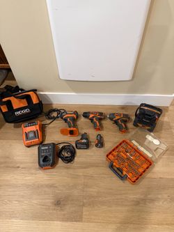 RIDGID 12V & 18V Power Tool Combo Lot – Drills, Batteries, Radio & Chargers