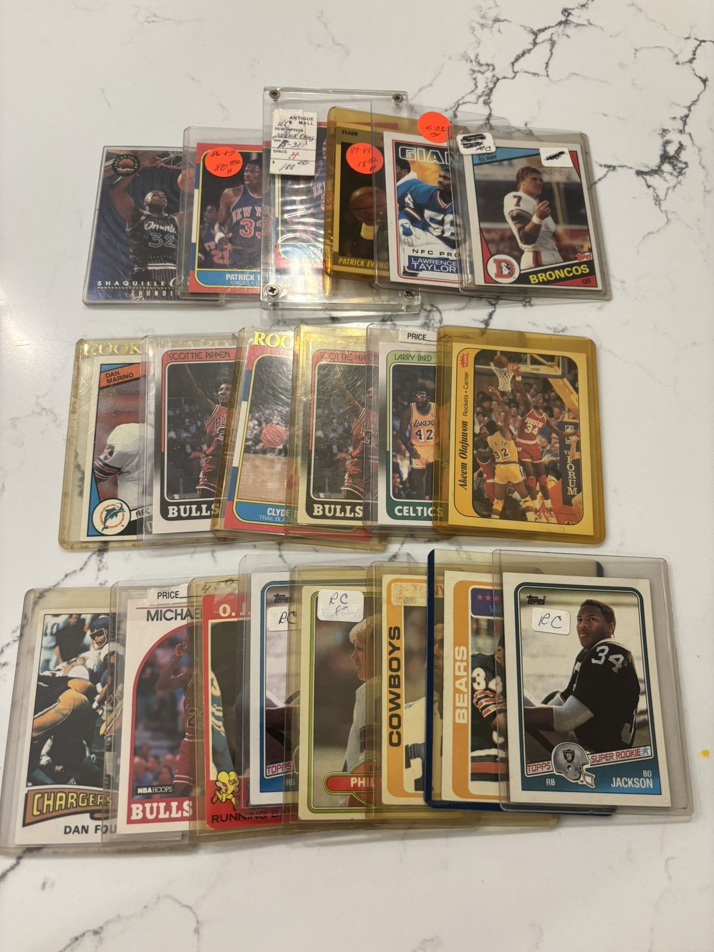 70's 80's 90's football and basketball Hall of Fame and rookie cards