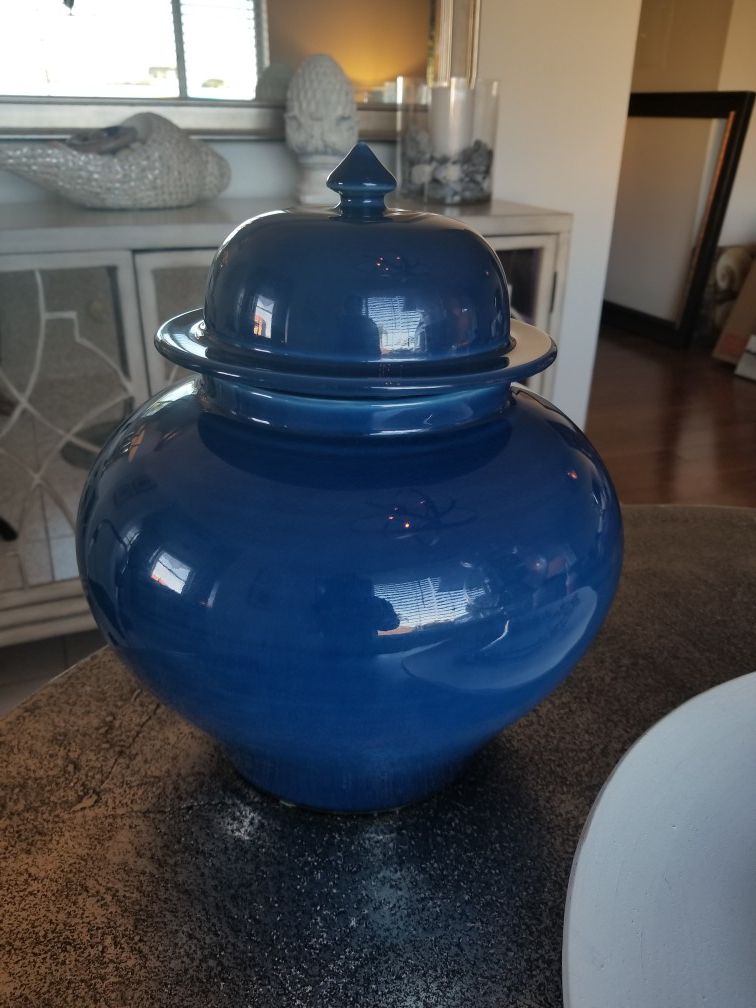 Royal Blue Canister Vase with lid